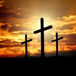 crosses, sunset, silhouettes, dusk, dawn, twilight, clouds, sky, sunrise, hill, nature, crucifixion, resurrection, christianity, christ, faith, god, jesus, easter, religion